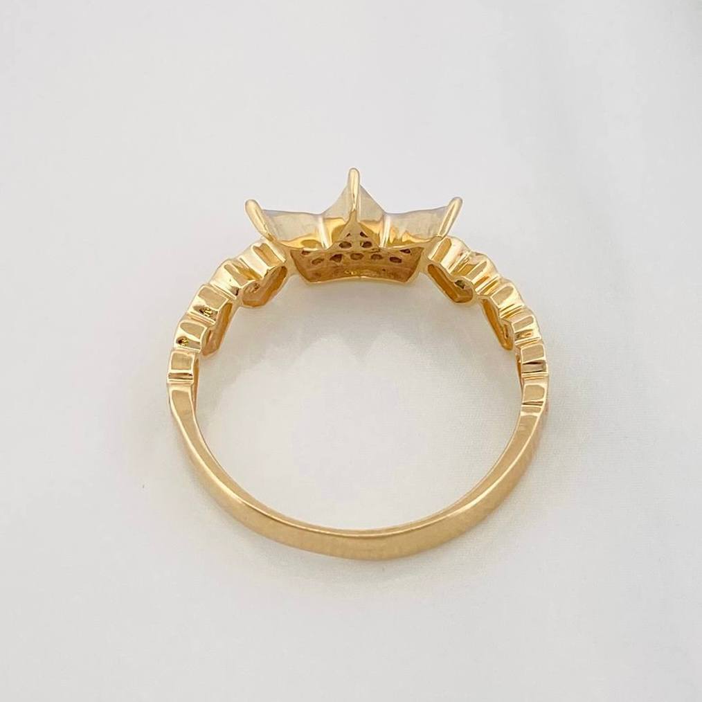 Anillo Corona Corazones 2.75g / T7 Dos Oros Amarillo Blanco 18K