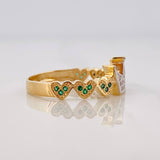 Anillo Corona Corazones 2.75g / T7 Dos Oros Amarillo Blanco 18K