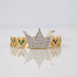 Anillo Corona Corazones 2.75g / T7 Dos Oros Amarillo Blanco 18K