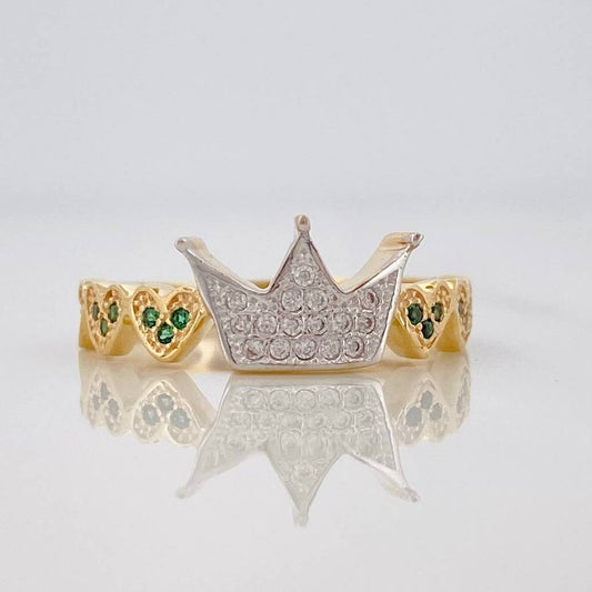 Crown Hearts Ring 2.75g / Size 7 Two-Tone Yellow White Gold 18K