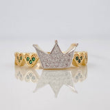 Anillo Corona Corazones 2.75g / T7 Dos Oros Amarillo Blanco 18K