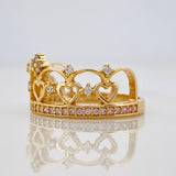 Anillo Corona Corazones 3.45g / T6 Oro Amarillo 18K