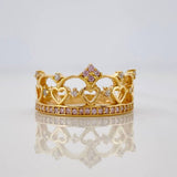 Anillo Corona Corazones 3.45g / T6 Oro Amarillo 18K