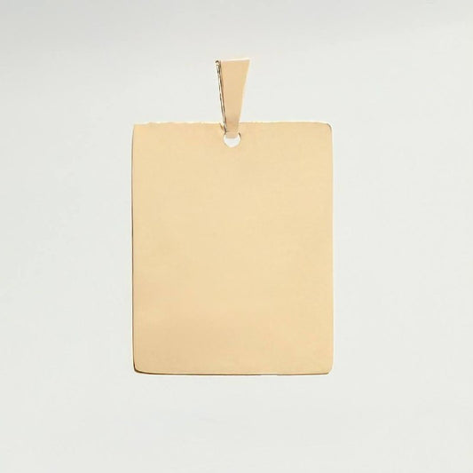 Dije Placa Rectangular 1.9gr / 1 1/4 in / Oro Amarillo 18K