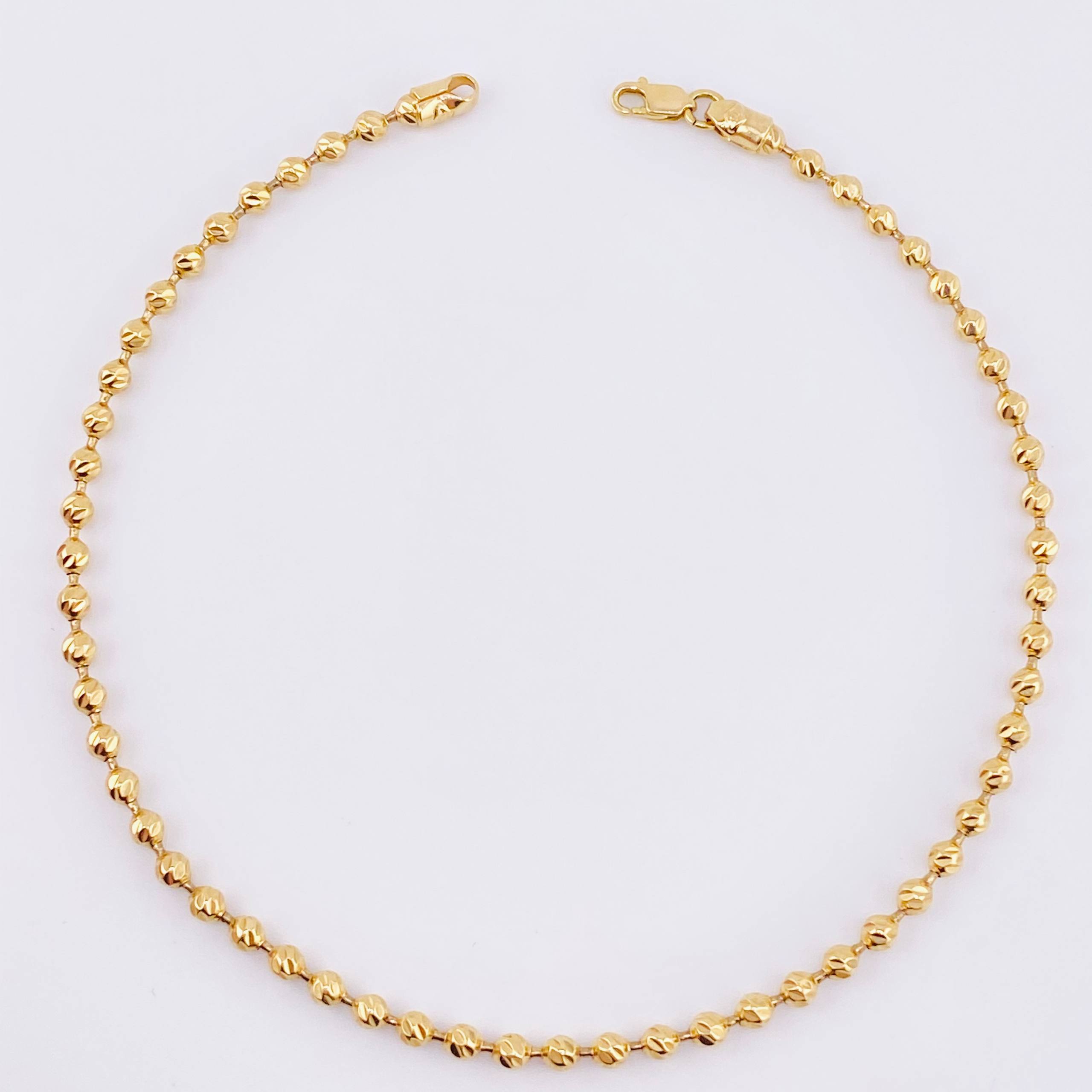 Tobillera Militar Diamantada 7.8gr / 10 1/4 in / 3mm Oro Amarillo 18K
