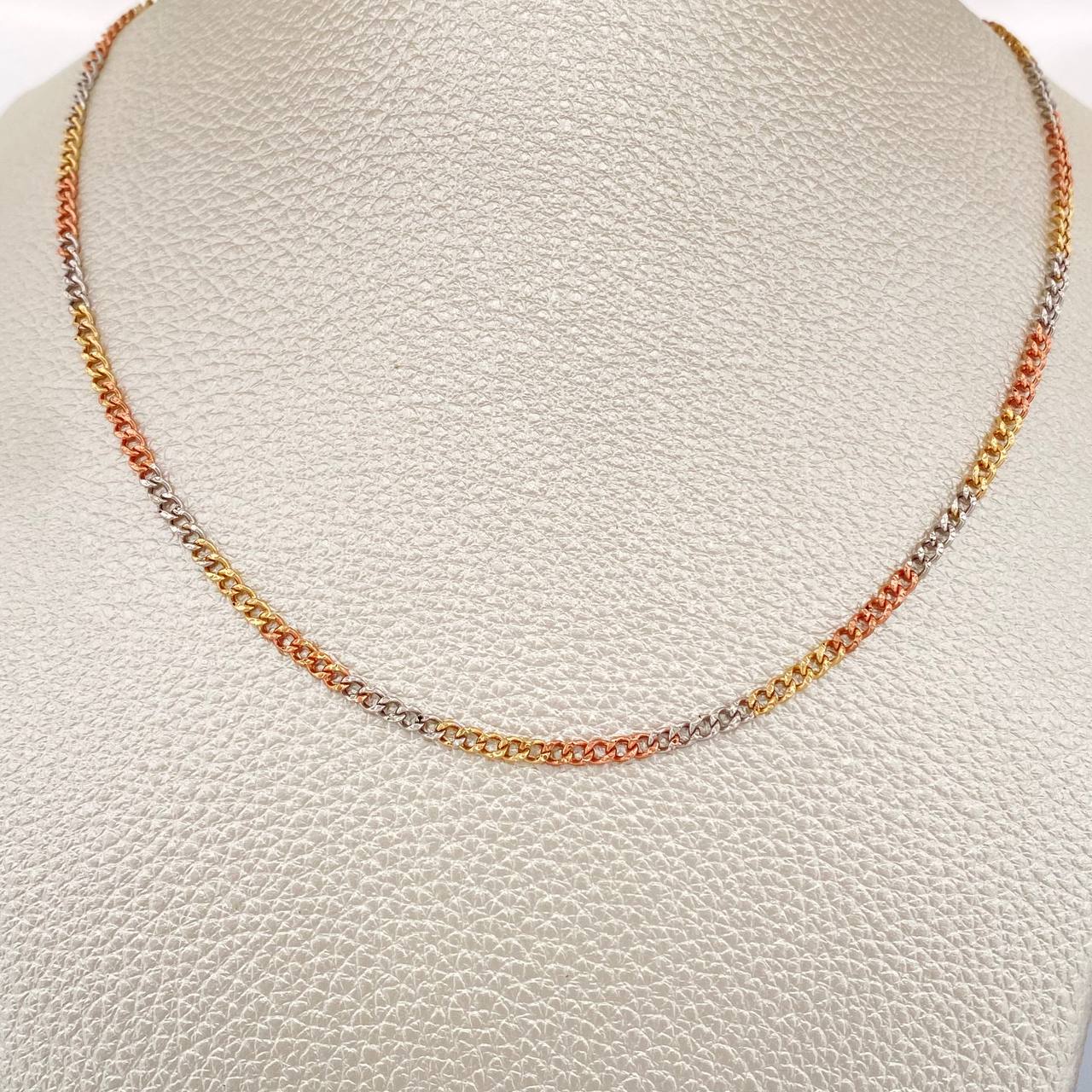 Cadena Cubana 4.1gr / 24 1/4 in / Tres Oros +1 14K Italy &