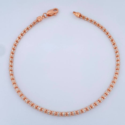 Pulso Ice 4.5gr / 8 in / Dos Oros Blanco Rosa +4 14K Italy &