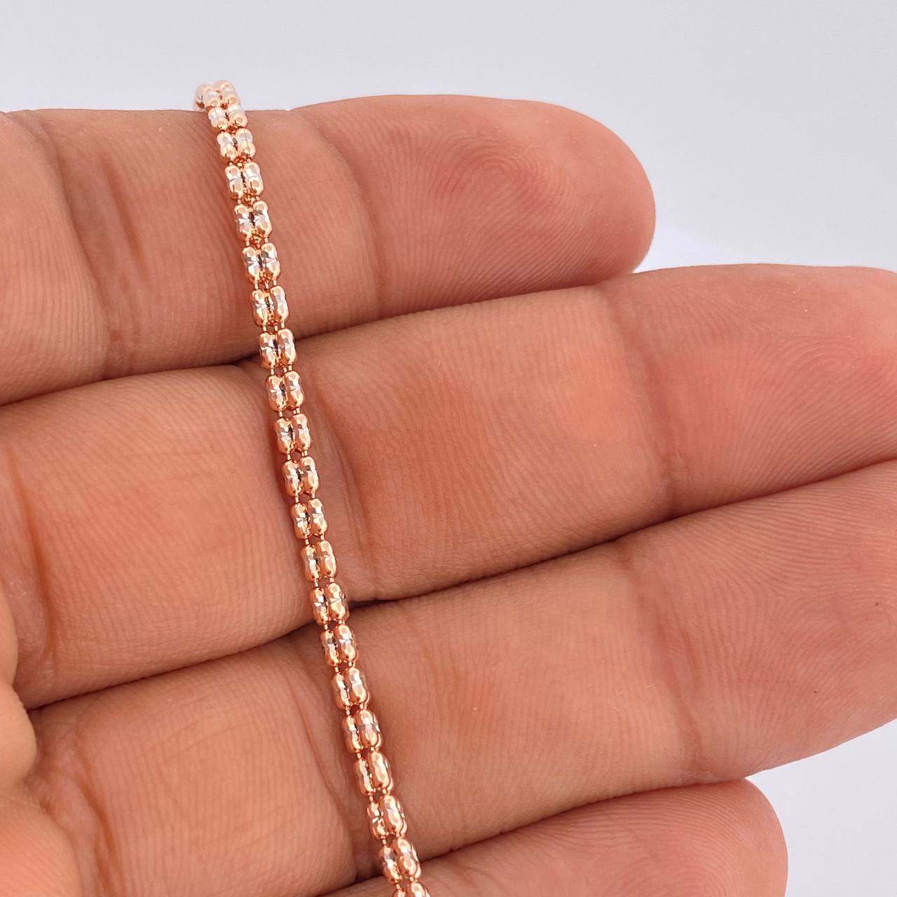 Pulso Ice 4.5gr / 8 in / Dos Oros Blanco Rosa +4 14K Italy &