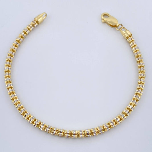 Pulso Ice 6.1gr / 7 in / Dos Oros Amarillo Blanco +4 14K Italy &