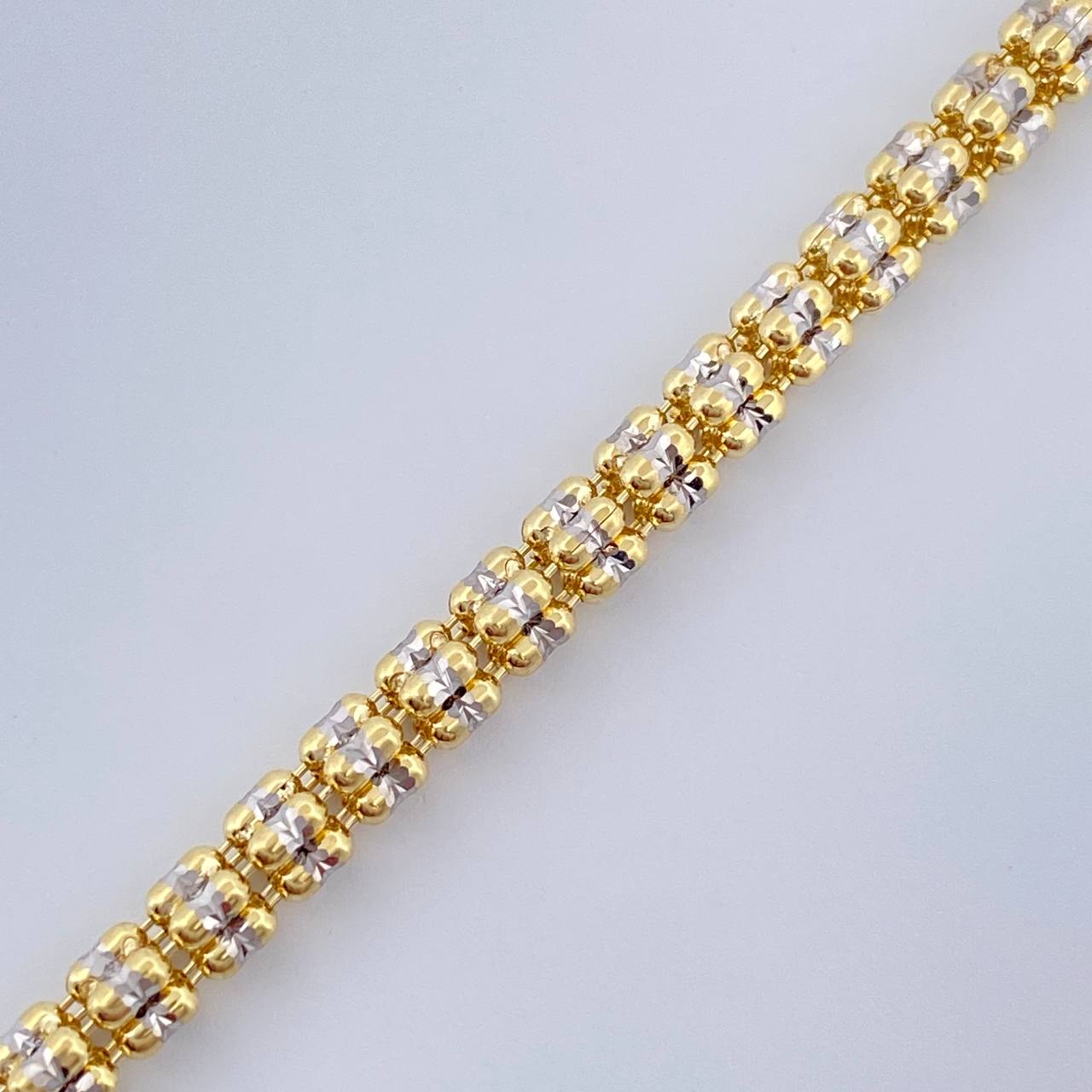 Pulso Ice 6.1gr / 7 in / Dos Oros Amarillo Blanco +4 14K Italy &