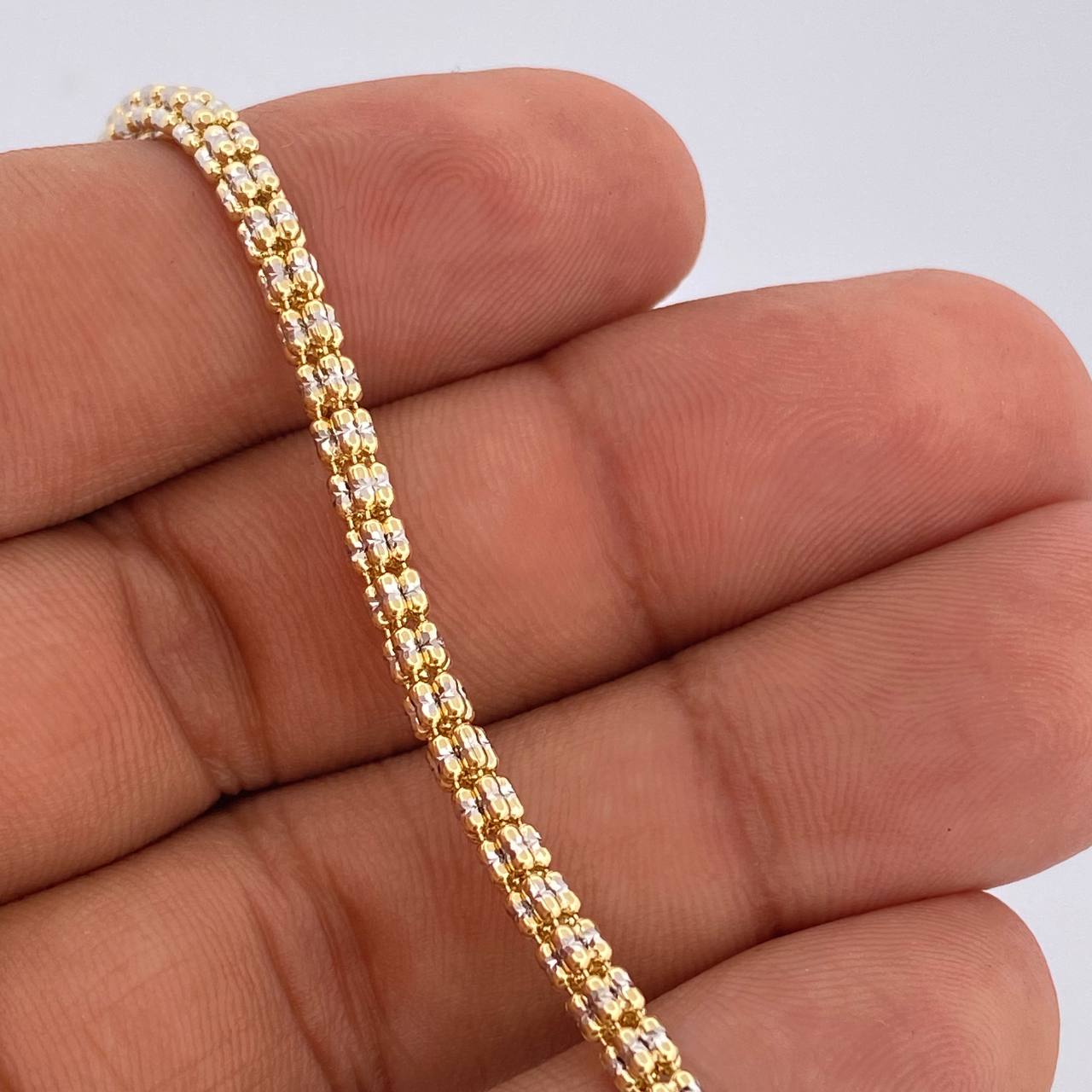 Pulso Ice 6.1gr / 7 in / Dos Oros Amarillo Blanco +4 14K Italy &