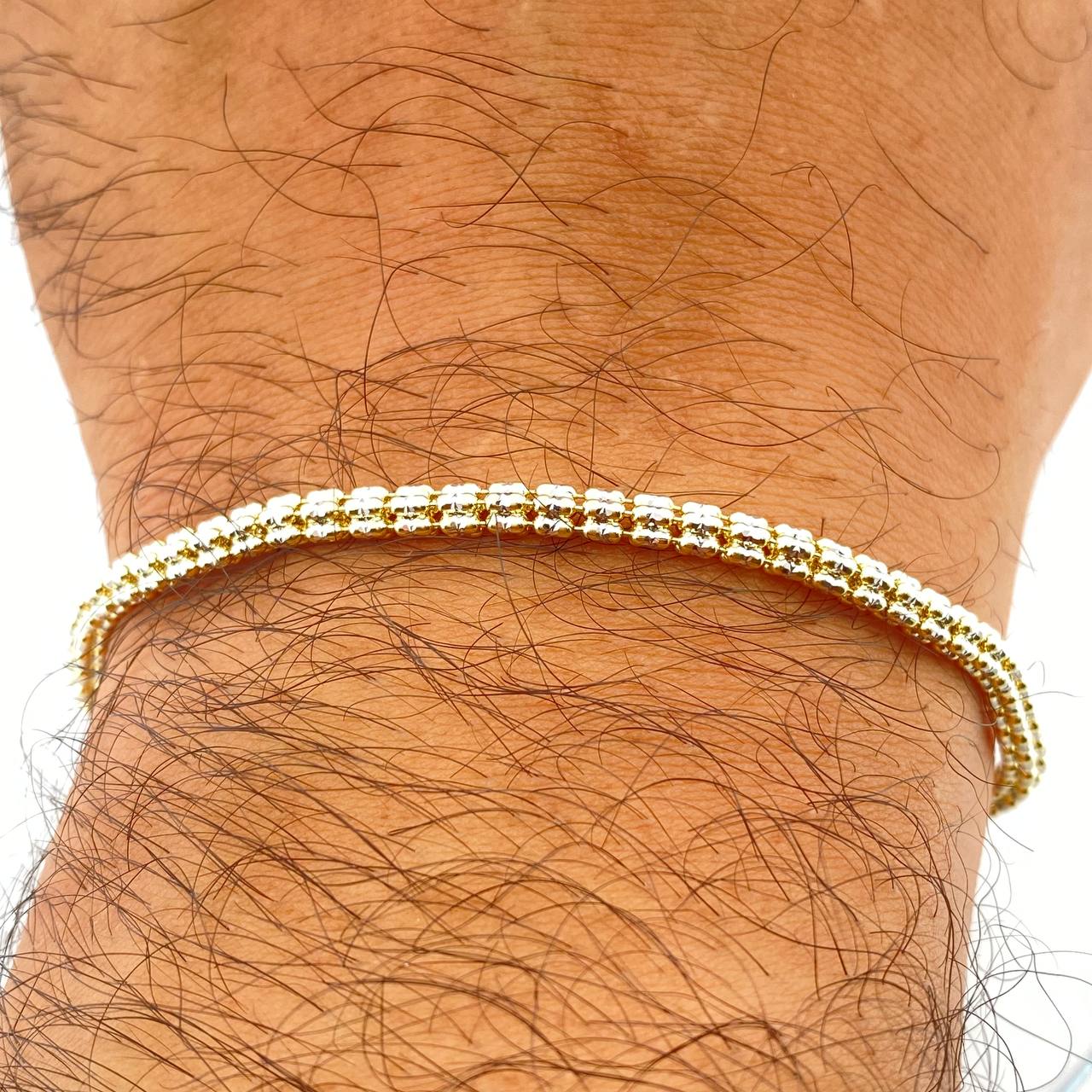 Pulso Ice 6.1gr / 7 in / Dos Oros Amarillo Blanco +4 14K Italy &