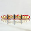 Red Bracelet Charm Wheel 4.55gr / 5mm Beads Polished 12 pcs Three 18K Golds ©