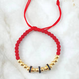 Red Bracelet Charm Wheel 4.55gr / 5mm Beads Polished 12 pcs Three 18K Golds ©