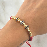 Red Bracelet Charm Wheel 4.55gr / 5mm Beads Polished 12 pcs Three 18K Golds ©