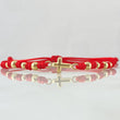 Red Bracelet Charm Cross Polished 0.85gr / 3mm-4mm Beads Polished 8 pcs 18K Yellow Gold *