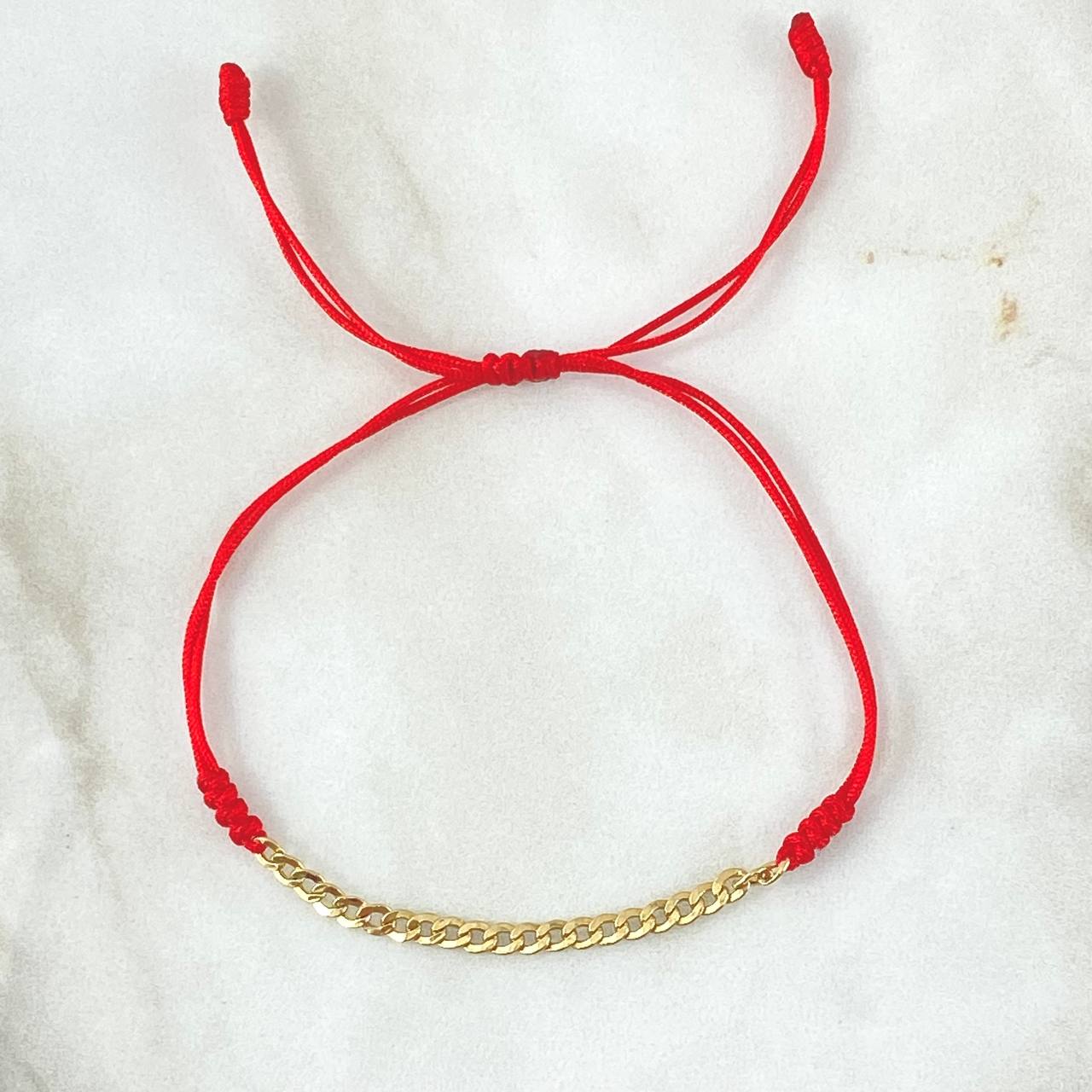 Pulsera Roja Retazo Cubano 0.5gr / 3mm Oro Amarillo 18K