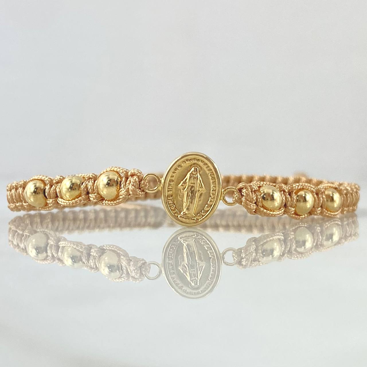 Beige Bracelet Charm 1.05gr / 4mm Beads Polished 6 pcs 18K Yellow Gold ©