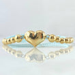 Pulsera Celeste Herraje Corazón Troquelado 2.25gr / 4mm-5mm Bolas Lisas 14 und Oro Amarillo 18K