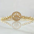 Beige Bracelet Charm Circle Crown RX 5.7gr / 4mm Beads Diamond Cut 40 pcs 18K Yellow Gold ©