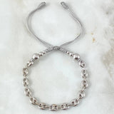 Gray Patch Bracelet GC 3.1gr / 3mm-4mm-6mm Beads Polished 6 pcs 18K Yellow Gold