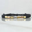 Pulsera Negra Cilindro 0.55gr / 3mm Lisos Tres Oros 18K *