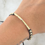 Black Bracelet Charm Cylinder Trio of Nails 1.7gr / 4mm Beads Diamond Cut 12 pcs Three 18K Golds ©