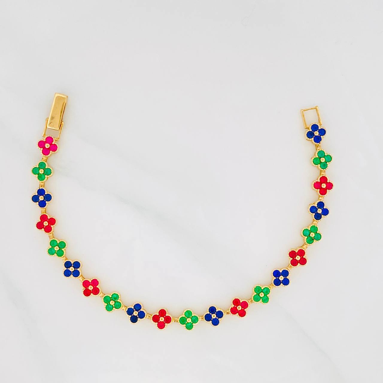 Pulso Flores 10.45g / 6 1/4 in / 6mm Oro Amarillo 18K