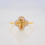 Clover Ring 2.15g / T6 1/2 Two-Tone Yellow White Gold 18K