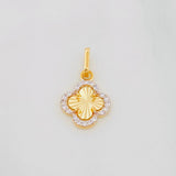 Dije Trebol 1g / 3/4 in Dos Oros Amarillo Blanco 18K