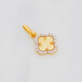 Dije Trebol 1g / 3/4 in Dos Oros Amarillo Blanco 18K