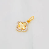 Dije Trebol 1g / 3/4 in Dos Oros Amarillo Blanco 18K