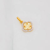 Dije Trebol 1g / 3/4 in Dos Oros Amarillo Blanco 18K