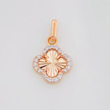 Dije Trebol 1g / 3/4 in Dos Oros Blanco Rosa 18K