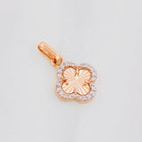 Dije Trebol 1g / 3/4 in Dos Oros Blanco Rosa 18K