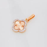 Dije Trebol 1g / 3/4 in Dos Oros Blanco Rosa 18K
