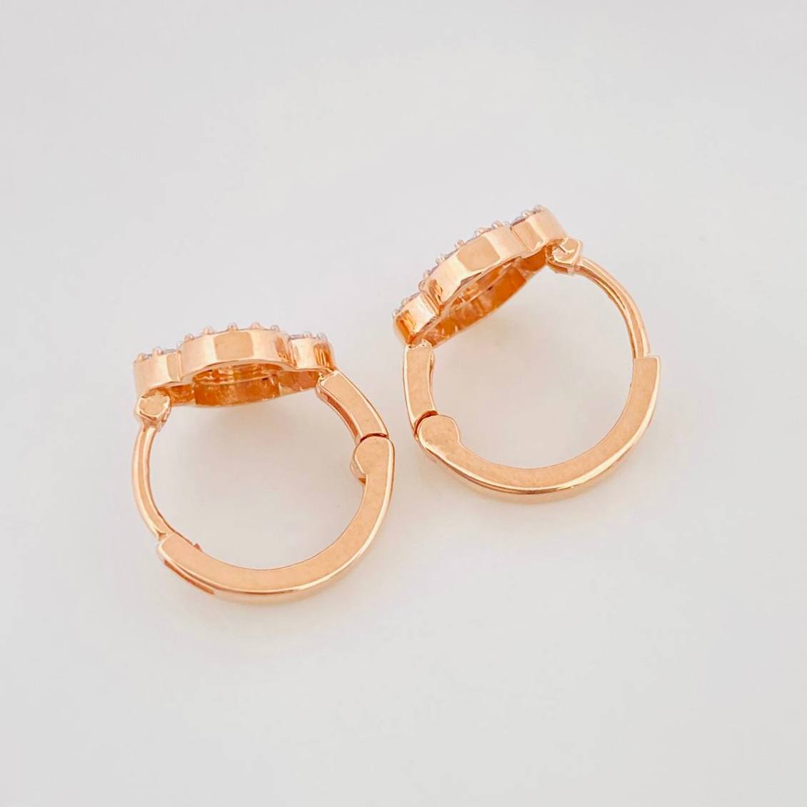 Hoop Earrings Clover 2.6g / 1/2 in Two-Tone White Rose Gold 18K