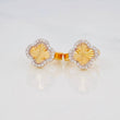 Hoop Earrings Clover 2.75g / 1/2 in Two-Tone Yellow White Gold 18K