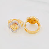 Hoop Earrings Clover 2.75g / 1/2 in Two-Tone Yellow White Gold 18K