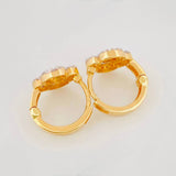 Hoop Earrings Clover 2.7g / 1/2 in Two-Tone Yellow White Gold 18K