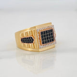 Square Signet Ring 9.15g / T10 Three Golds 18K