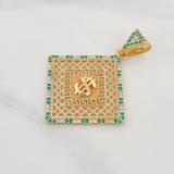 Pendant Rhombus Peso Sign 4.75g / 1 1/2 in Two Golds Yellow White 18K