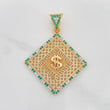 Pendant Rhombus Peso Sign 4.75g / 1 1/2 in Two Golds Yellow White 18K