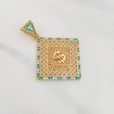 Pendant Rhombus Peso Sign 4.75g / 1 1/2 in Two Golds Yellow White 18K