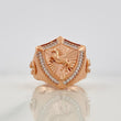 Anillo Escudo Caballo 8.85g / T10 1/2 Dos Oros Blanco Rosa 18K