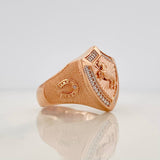 Anillo Escudo Caballo 8.85g / T10 1/2 Dos Oros Blanco Rosa 18K