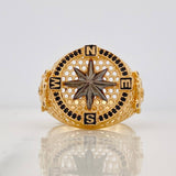 Anillo Brújula 9.65g / T11 1/2 Dos Oros Negro Amarillo 18K