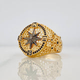 Anillo Brújula 9.65g / T11 1/2 Dos Oros Negro Amarillo 18K