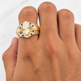 Anillo Signo Peso 7.75g / T9 3/4 Dos Oros Amarillo Blanco 18K