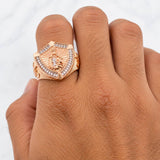 Anillo Escudo Virgen del Carmen 9.95g / T10 Dos Oros Blanco Rosa 18K
